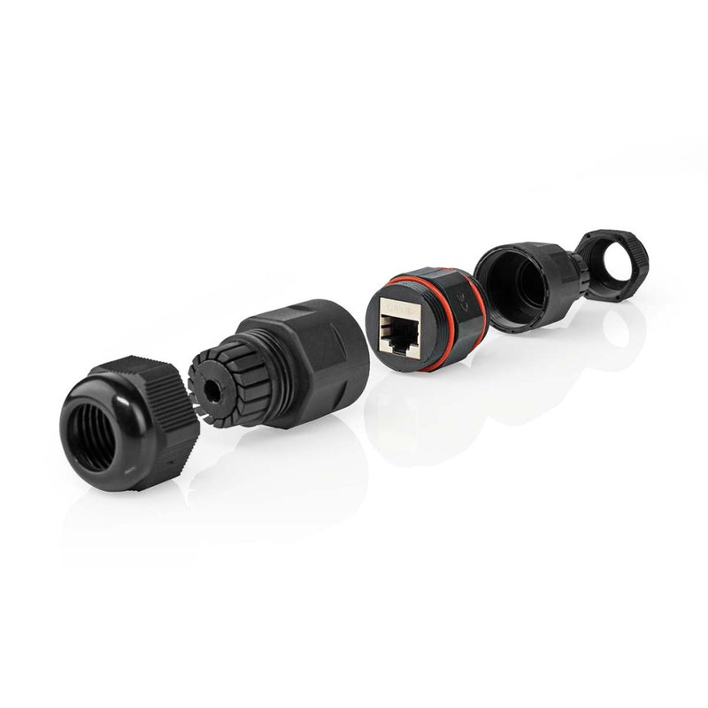 Nedis CCGP89850BK Netwerkkoppeling Buitenshuis Cat6 Afgeschermd Rj45 Female Rj45 Female Recht Pvc D