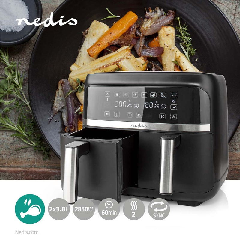 Nedis KAAFD350EBK Heteluchtfriteuse 2x3.8L 3000W Zwart