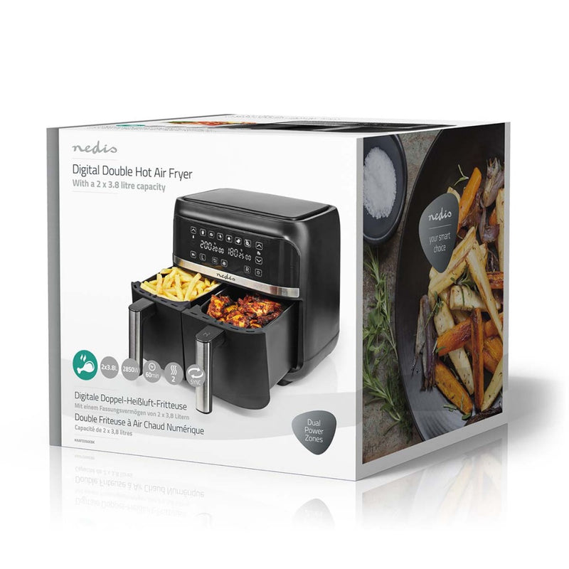Nedis KAAFD350EBK Heteluchtfriteuse 2x3.8L 3000W Zwart