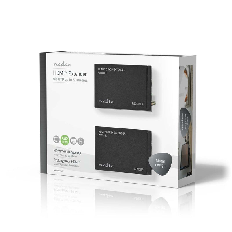 Nedis VREP3480AT Hdmi&trade;-extender Over Cat6 Tot 60 M 4k@60hz 18 Gbps Metaal Antraciet