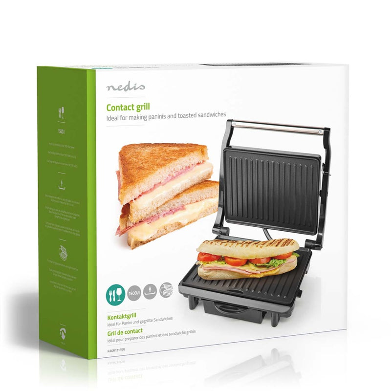 Nedis KAGR121FSR Contact Grill 1500 W 25.4 X 17.8 Cm Automatische Temperatuurregeling Aluminium / K