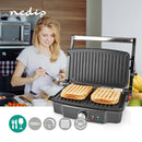 Nedis KAGR131FSR Contact Grill 1500 W 27.8 X 17 Cm Regelbare Temperatuur Kunststof / Roestvrij Staa