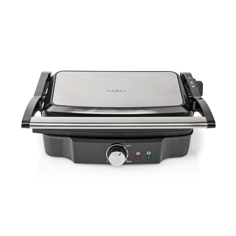 Nedis KAGR131FSR Contact Grill 1500 W 27.8 X 17 Cm Regelbare Temperatuur Kunststof / Roestvrij Staa