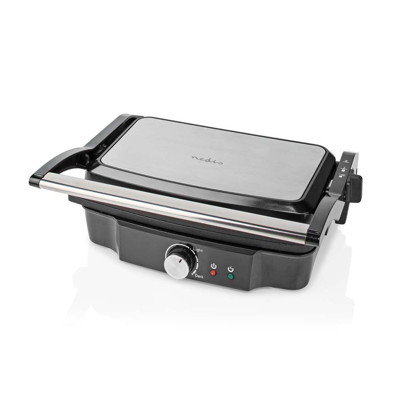Nedis KAGR131FSR Contact Grill 1500 W 27.8 X 17 Cm Regelbare Temperatuur Kunststof / Roestvrij Staa