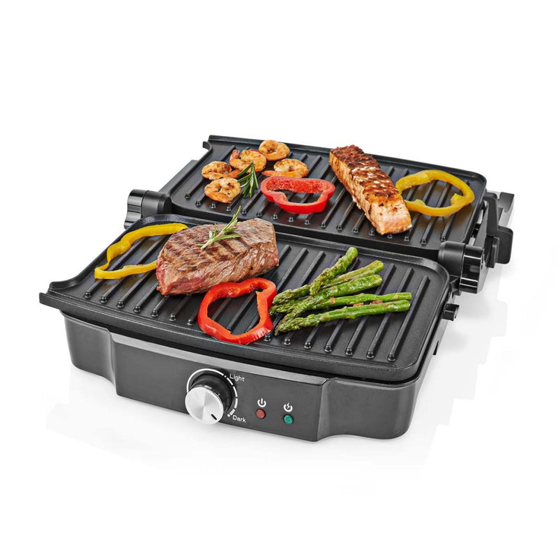 Nedis KAGR131FSR Contact Grill 1500 W 27.8 X 17 Cm Regelbare Temperatuur Kunststof / Roestvrij Staa