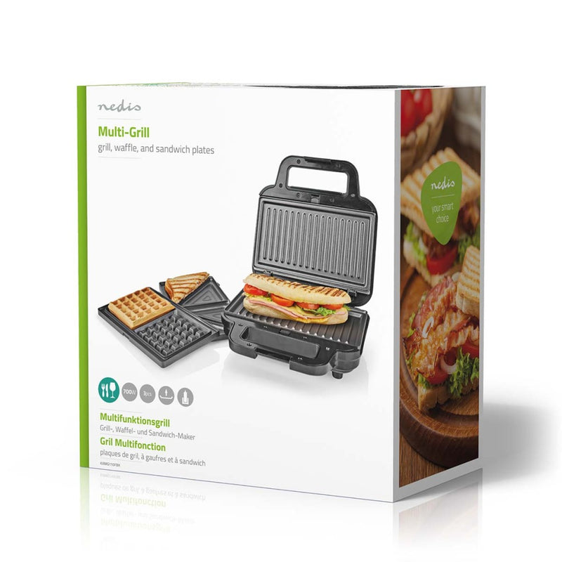 Nedis KAMG110FBK Multi Grill Grill / Sandwich / Waffle 700 W 22 X 12.5 Cm Automatische Temperatuurr