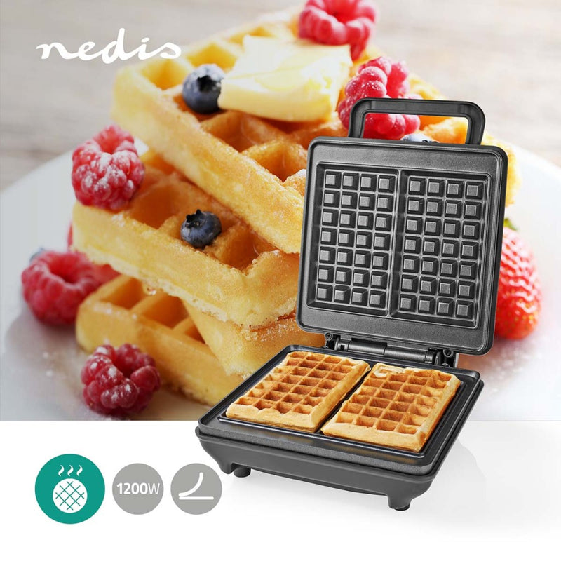 Nedis KAWP210FBK Wafelijzer Belgische Wafels 22 X 12.5 Cm 1200 W Automatische Temperatuurregeling A