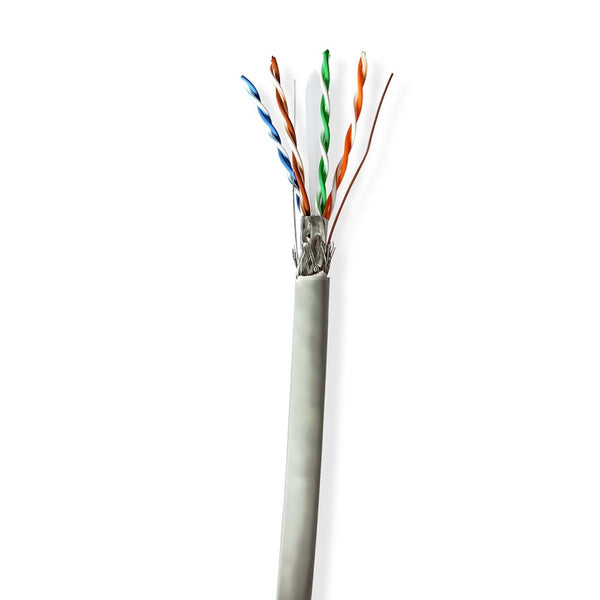 Nedis CCBG8524GY100S Netwerk Kabel Rol Cat6 Solid S/ftp Cca 100.0 M Binnenshuis Rond Pvc Grijs Gift
