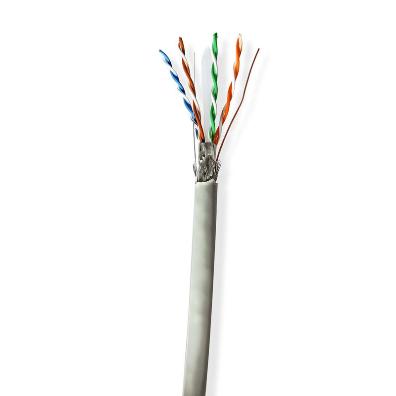 Nedis CCBG8524GY100S Netwerk Kabel Rol Cat6 Solid S/ftp Cca 100.0 M Binnenshuis Rond Pvc Grijs Gift