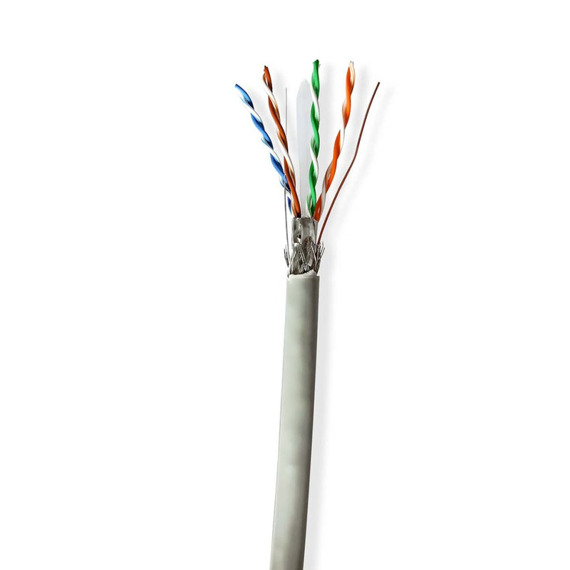Nedis CCBG8524GY305S Netwerk Kabel Rol Cat6 Solid S/ftp Cca 305.0 M Binnenshuis Rond Pvc Grijs Trek