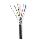 Nedis CCBG8594BK100S Netwerk Kabel Rol Cat6 Solid S/ftp Cca 100.0 M Buitenshuis Rond Pe Zwart Gift