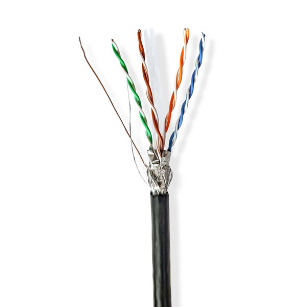 Nedis CCBG8594BK100S Netwerk Kabel Rol Cat6 Solid S/ftp Cca 100.0 M Buitenshuis Rond Pe Zwart Gift