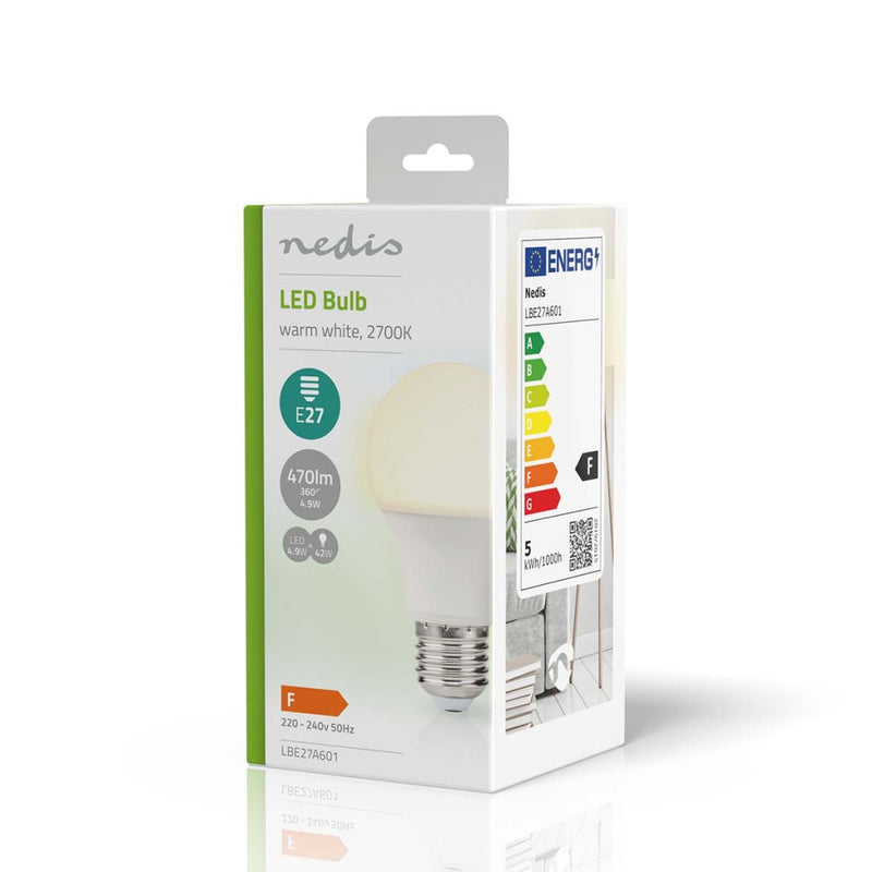 Nedis LBE27A601 Led-lamp E27 A60 4.9 W 470 Lm 2700 K Warm Wit 1 Stuks