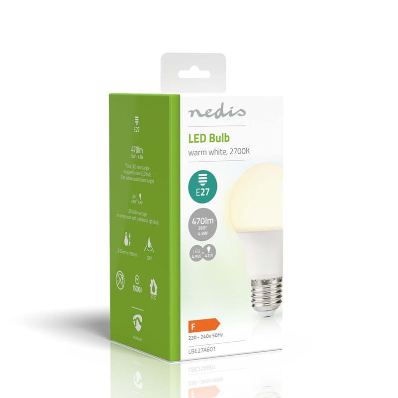 Nedis LBE27A601 Led-lamp E27 A60 4.9 W 470 Lm 2700 K Warm Wit 1 Stuks