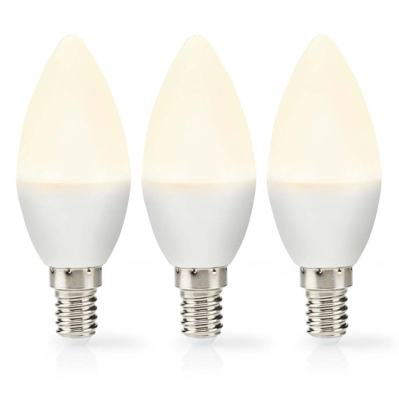 Nedis LBE14C352P3 Led-lamp E14 Kaars 4.9 W 470 Lm 2700 K Warm Wit Frosted 3 Stuks