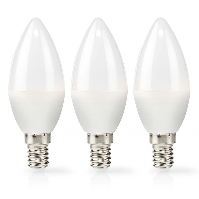 Nedis LBE14C352P3 Led-lamp E14 Kaars 4.9 W 470 Lm 2700 K Warm Wit Frosted 3 Stuks