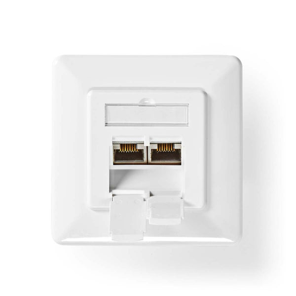 Nedis CCGP89260IV Netwerk Wanddoos Inbouw 2 Poort(en) Cat7 Recht Female Goud Verguld Pvc Ivoor Poly