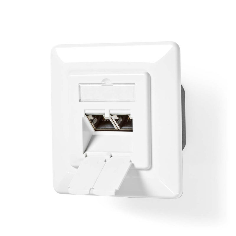 Nedis CCGP89260IV Netwerk Wanddoos Inbouw 2 Poort(en) Cat7 Recht Female Goud Verguld Pvc Ivoor Poly