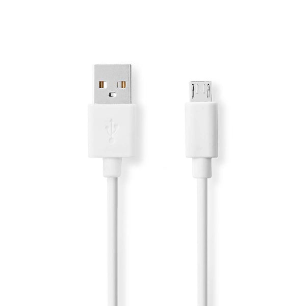 Nedis CCGB60500WT20 Usb-kabel Usb 2.0 Usb-a Male Usb Micro-b Male 480 Mbps Vernikkeld 2.00 M Rond P