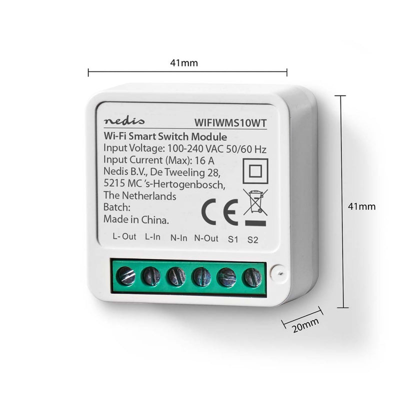 Nedis WIFIWMS10WT Smartlife Schakelaar Wi-fi 3680 W Kroonsteen App Beschikbaar Voor: Android&trade;