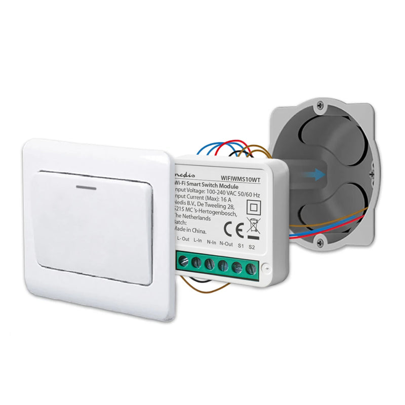Nedis WIFIWMS10WT Smartlife Schakelaar Wi-fi 3680 W Kroonsteen App Beschikbaar Voor: Android&trade;