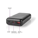 Nedis UPBKPD20000BK Powerbank 20000 Mah 1.5 / 2.0 / 3.0 A Outputs: 2 Output: 1x Usb-a / 1x Usb-c&tr
