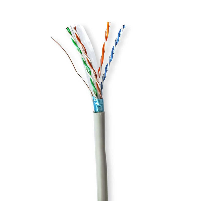 Nedis CCBG8522GY300S Netwerk Kabel Rol Cat6 Solid F/utp Cca 305.0 M Binnenshuis Rond Pvc Grijs Gift