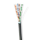 Nedis CCBG8596BK305S Netwerk Kabel Rol Cat5e Solid F/utp Koper 305.0 M Buitenshuis Rond Pe Zwart Gi
