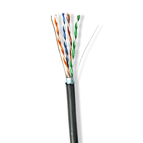 Nedis CCBG8596BK305S Netwerk Kabel Rol Cat5e Solid F/utp Koper 305.0 M Buitenshuis Rond Pe Zwart Gi