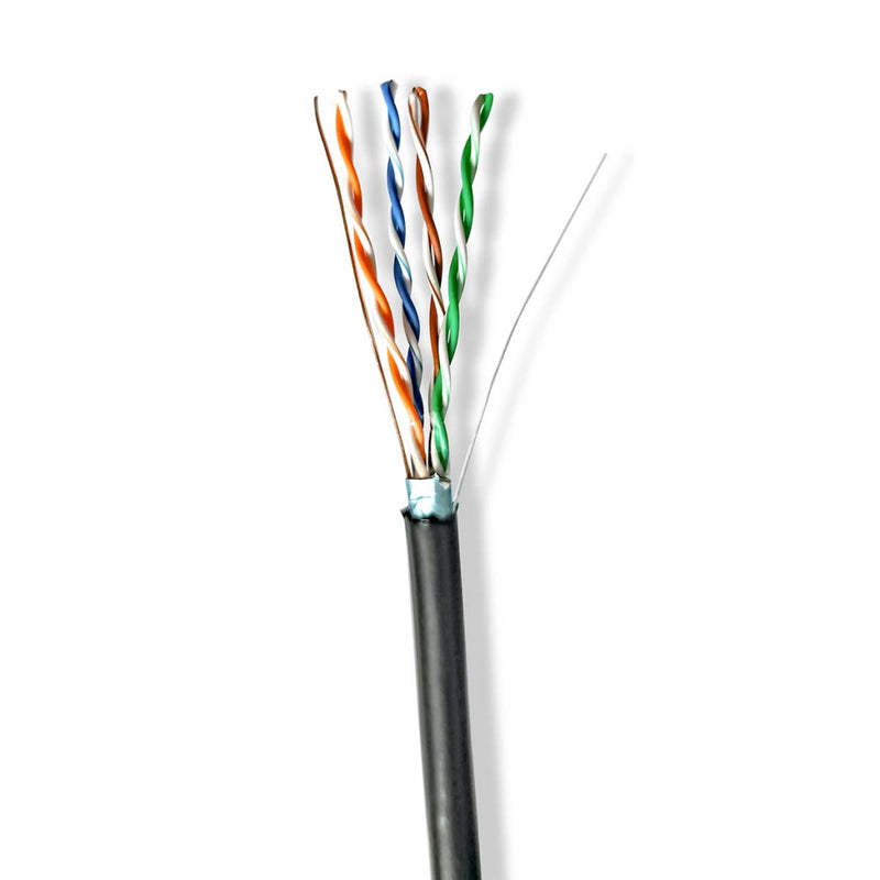 Nedis CCBG8596BK305S Netwerk Kabel Rol Cat5e Solid F/utp Koper 305.0 M Buitenshuis Rond Pe Zwart Gi