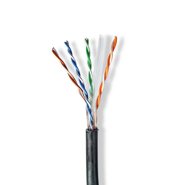 Nedis CCBG8590BK305S Netwerk Kabel Rol Cat6 Solid U/utp Cca 305.0 M Buitenshuis Rond Pe Zwart Gift