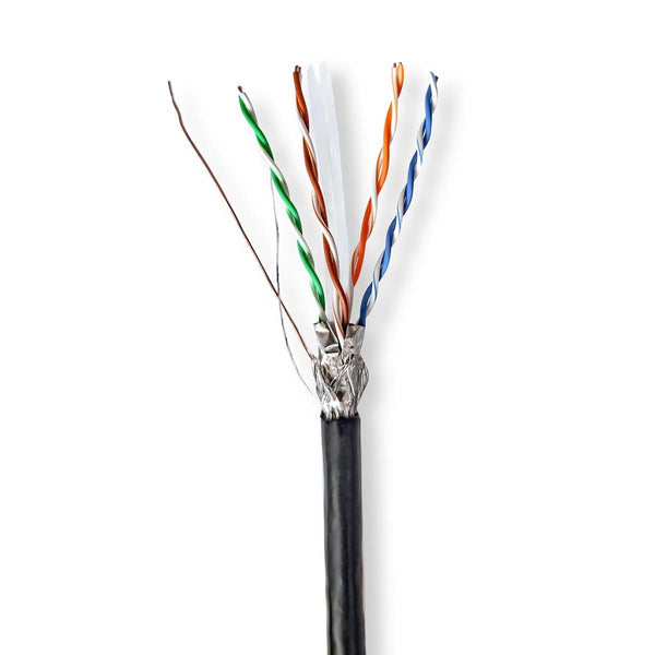 Nedis CCBG8594BK305S Netwerk Kabel Rol Cat6 Solid S/ftp Cca 305.0 M Buitenshuis Rond Pe Zwart Gift