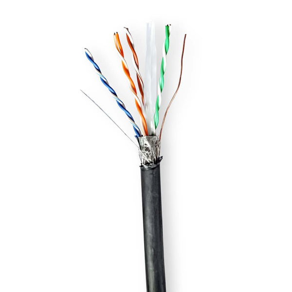 Nedis CCBG8598BK305S Netwerk Kabel Rol Cat6 Solid S/ftp Koper 305.0 M Buitenshuis Rond Pe Zwart Gif