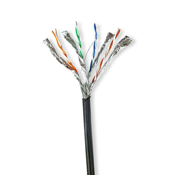 Nedis CCBG8599BK100S Netwerk Kabel Rol Cat7 Solid S/ftp Koper 100.0 M Buitenshuis Rond Pe Zwart Gif