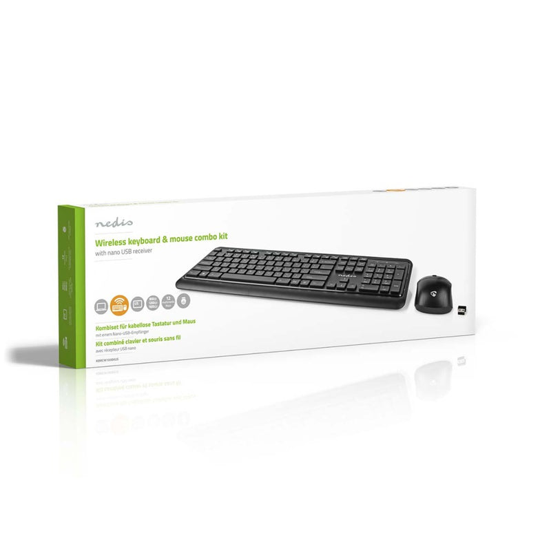 Nedis KBMCW100BKUS Muis En Toetsenbord - Set Draadloos Muis- En Toetsenbordverbinding: Usb 800 / 12