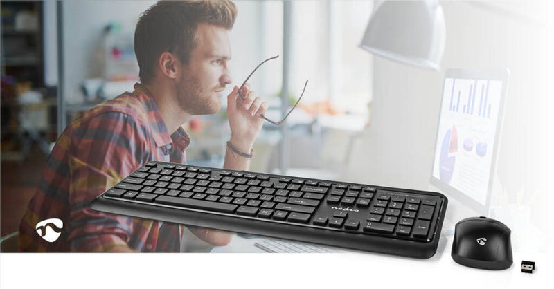 Nedis KBMCW100BKUS Muis En Toetsenbord - Set Draadloos Muis- En Toetsenbordverbinding: Usb 800 / 12
