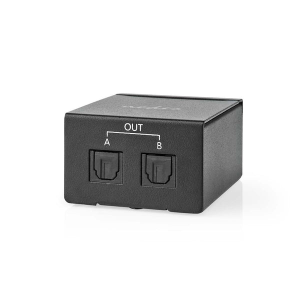 Nedis ASPL2512BK Toslink-splitter 2-wegs Input: Toslink Female Output: 2x Toslink Drukknop Metaal Z