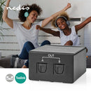 Nedis ASPL2512BK Toslink-splitter 2-wegs Input: Toslink Female Output: 2x Toslink Drukknop Metaal Z