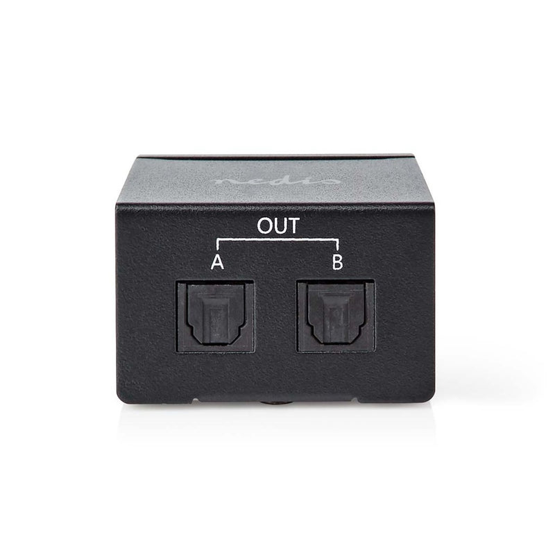 Nedis ASPL2512BK Toslink-splitter 2-wegs Input: Toslink Female Output: 2x Toslink Drukknop Metaal Z