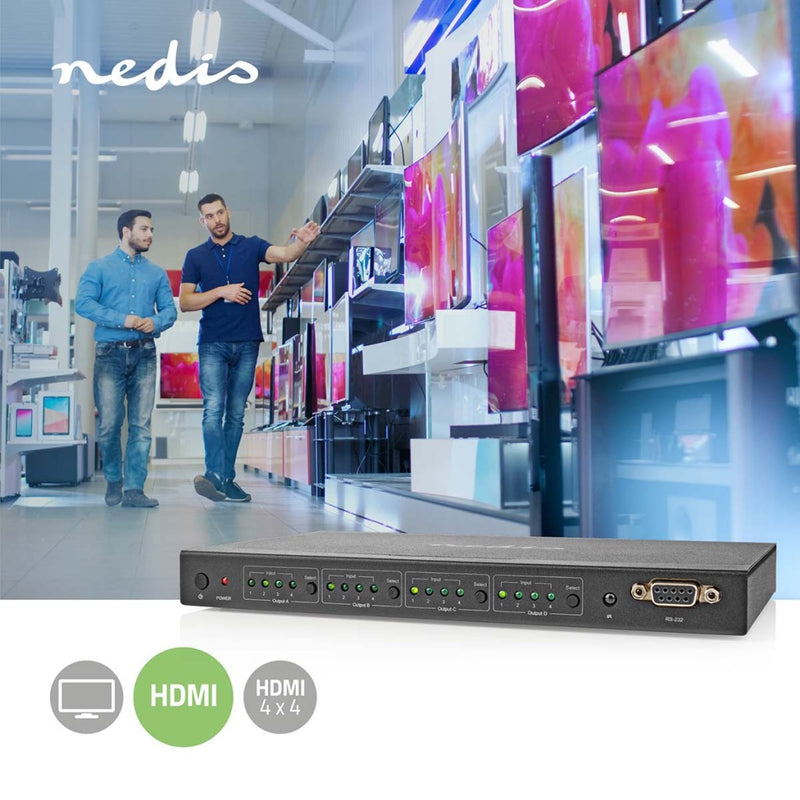 Nedis VMAT3494AT Hdmi&trade; Matrix-switch 4 X 4-poorts Poort(en) Dc Power / 1x Rs232 / 4x Hdmi&tra