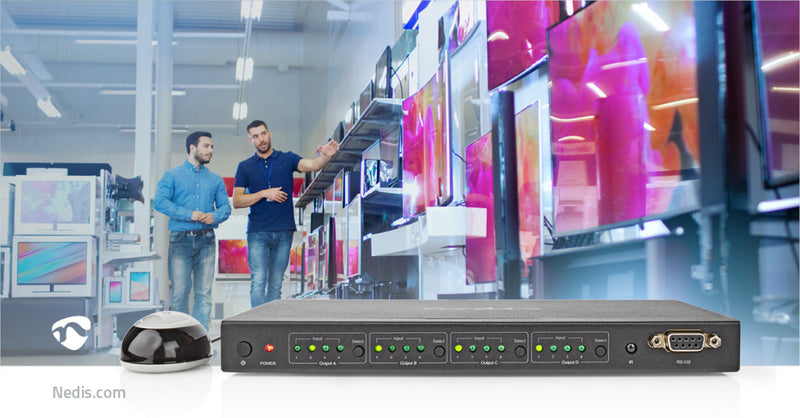 Nedis VMAT3494AT Hdmi&trade; Matrix-switch 4 X 4-poorts Poort(en) Dc Power / 1x Rs232 / 4x Hdmi&tra