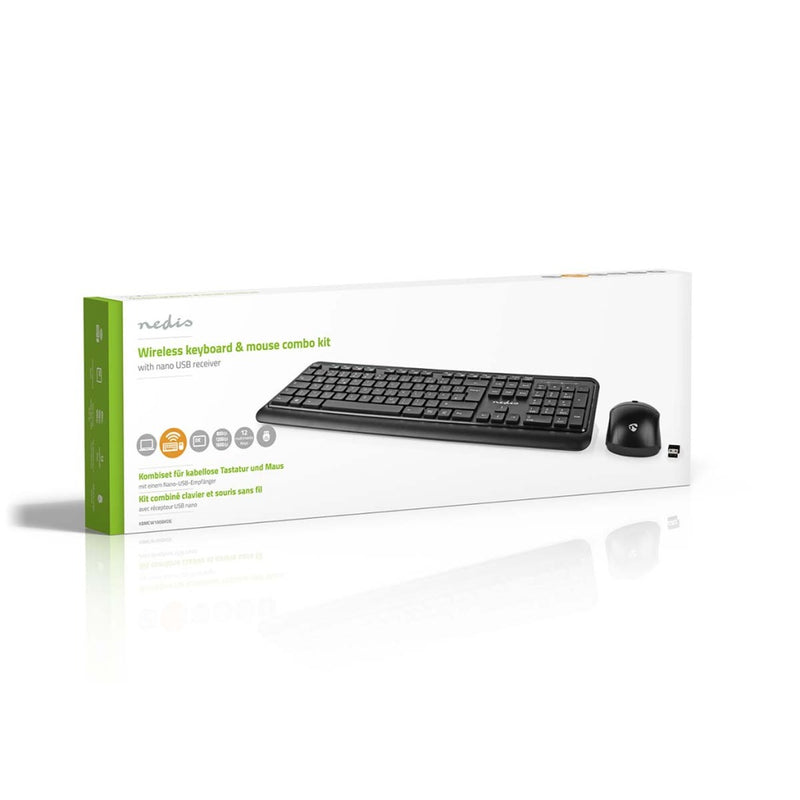 Nedis KBMCW100BKDE Muis En Toetsenbord - Set Draadloos Muis- En Toetsenbordverbinding: Usb 800 / 12