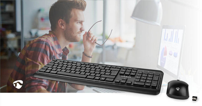 Nedis KBMCW100BKFR Muis En Toetsenbord - Set Draadloos Muis- En Toetsenbordverbinding: Usb 800 / 12