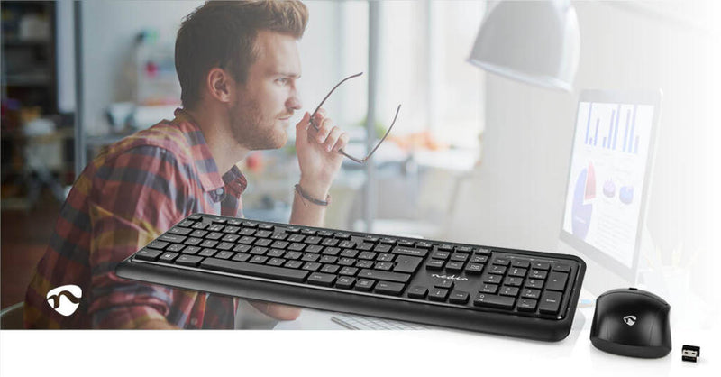 Nedis KBMCW100BKBE Muis En Toetsenbord - Set Draadloos Muis- En Toetsenbordverbinding: Usb 800 / 12