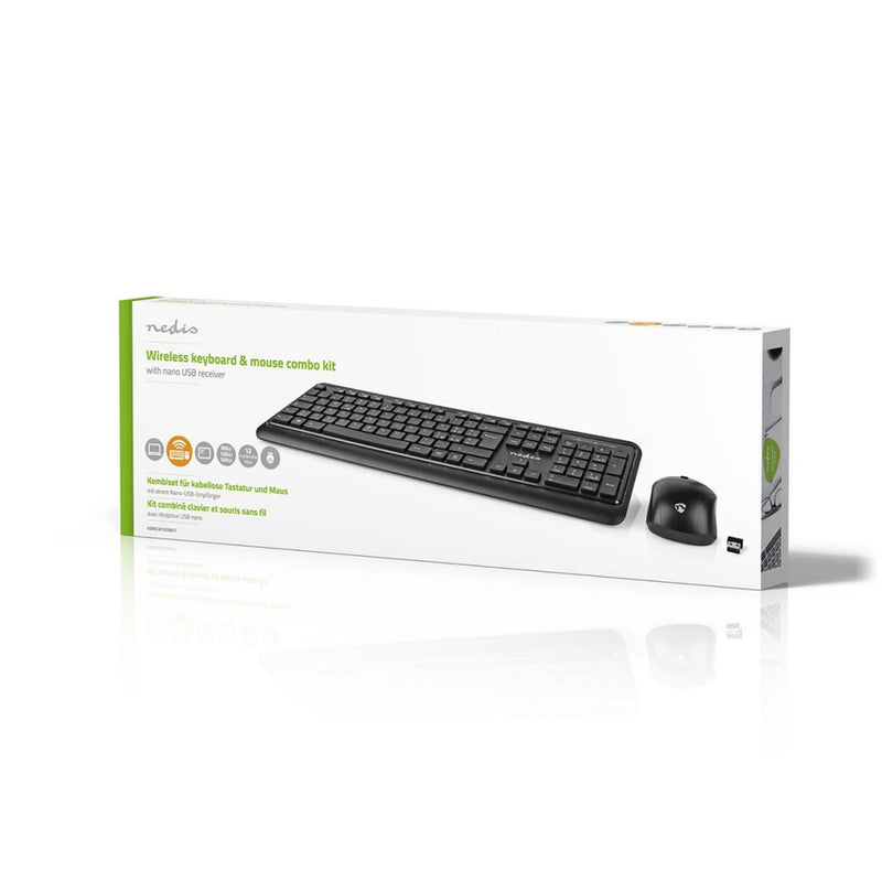 Nedis KBMCW100BKIT Muis En Toetsenbord - Set Draadloos Muis- En Toetsenbordverbinding: Usb 800 / 12