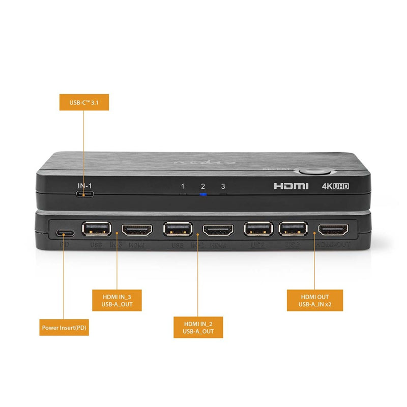Nedis VCON6430AT Hdmi&trade;-converter Usb-c&trade; Female / 2x Hdmi&trade; Input / 4x Usb A Female