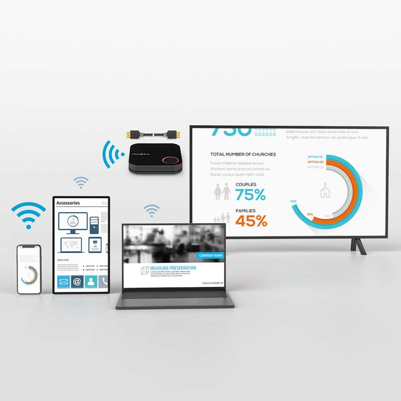 Nedis VWFI3450BK Draadloze Hdmi&trade; Ontvanger Wi-fi 2400 Mhz 30 M (gezichtsveld) 4k@60hz 0.04 Gb