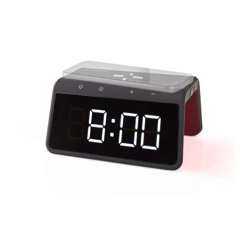 Nedis WCACQ30BK Wekker Met Draadloze Lader Qi Gecertificeerd 5 / 7.5 / 10 / 15 W Usb-a Male Nachtla