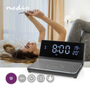 Nedis WCACQ20BK Wekker met Draadloze Lader Qi Zwart