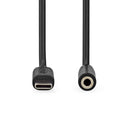 Nedis CCGP65960BK10 Usb-c&trade; Adapter Usb 2.0 Usb-c&trade; Male 3,5 Mm Female 1.00 M Rond Vernik